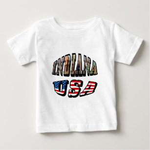 Indiana Picture and USA Flag Text Baby T-Shirt