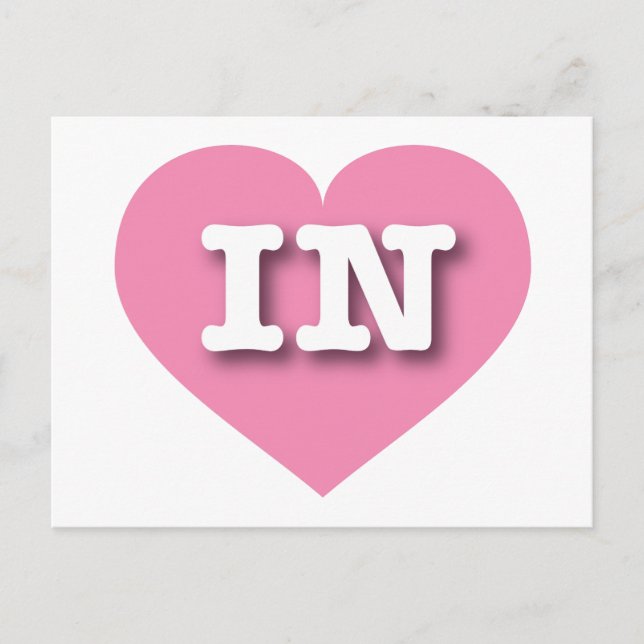 Indiana Pink Heart - I love IN Postcard (Front)