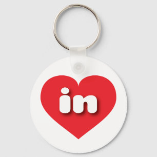 Indiana red heart - I love in Key Ring
