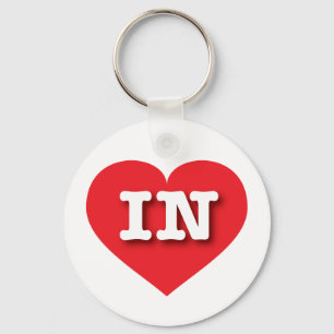Indiana Red Heart - I love IN Key Ring