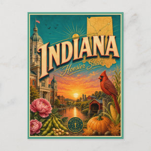 Indiana Retro Travel Souvenir Postcard
