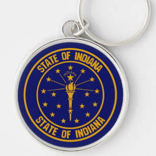 Indiana Round Emblem Key Ring