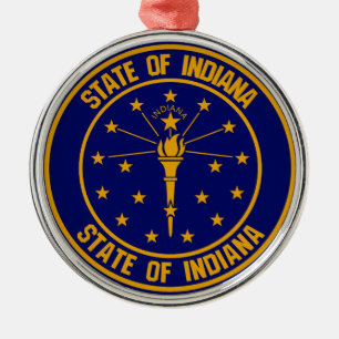 Indiana Round Emblem Metal Tree Decoration