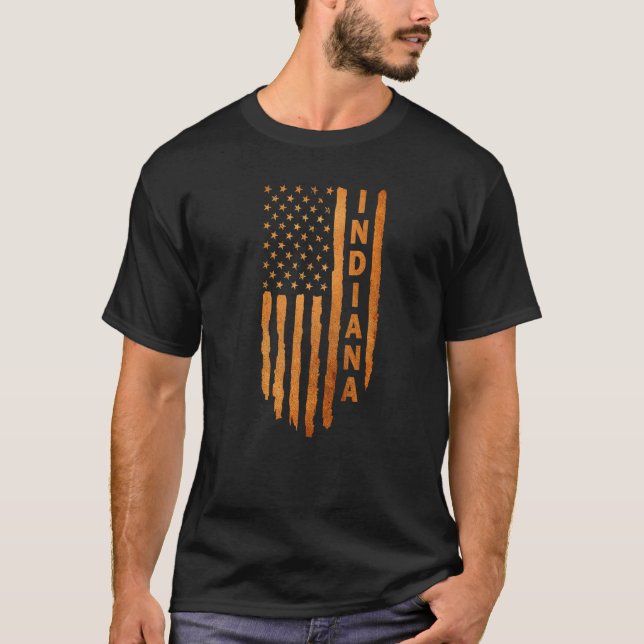 Indiana Rustic American Flag Second Amendment T-Shirt (Front)