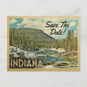 Indiana Save The Date Mountains River Snow Announcement Postcard