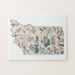 Indiana Shaped Hoosier Vintage Picture Map Jigsaw Puzzle