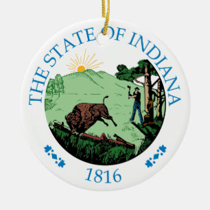 Indiana sign ceramic tree decoration