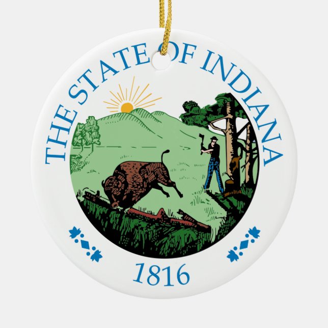 Indiana sign ceramic tree decoration (Front)