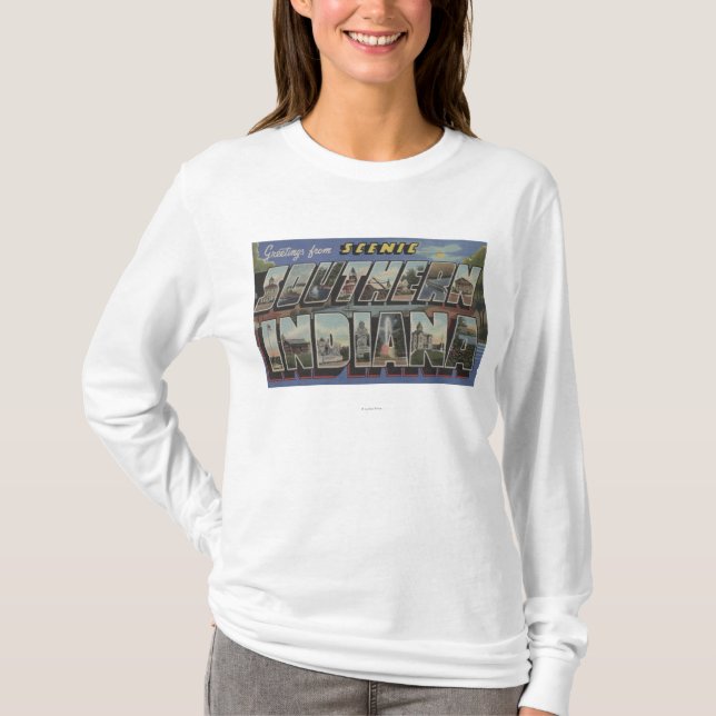 Indiana (Southern) - Large Letter Scenes T-Shirt (Front)
