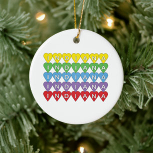 Indiana Souvenir Colourful Heart Ceramic Tree Decoration