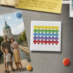 Indiana Souvenir Colourful Hearts Magnet