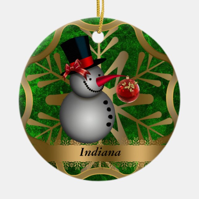 Indiana State Christmas Ornament (Front)