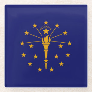 Indiana State Flag Design Decor Glass Coaster