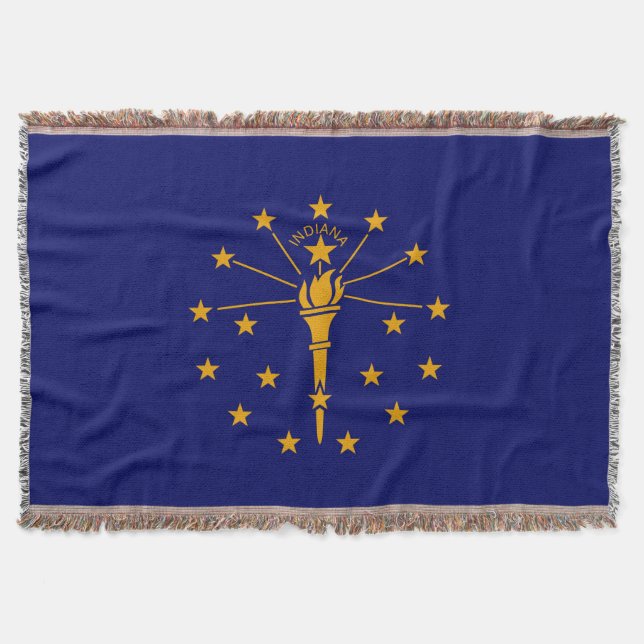 Indiana State Flag Design Decor Throw Blanket (Front)
