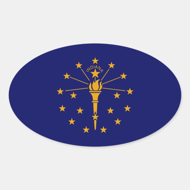 Indiana State Flag Design Oval Sticker (Front)