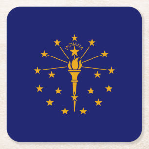 Indiana State Flag Design Square Paper Coaster