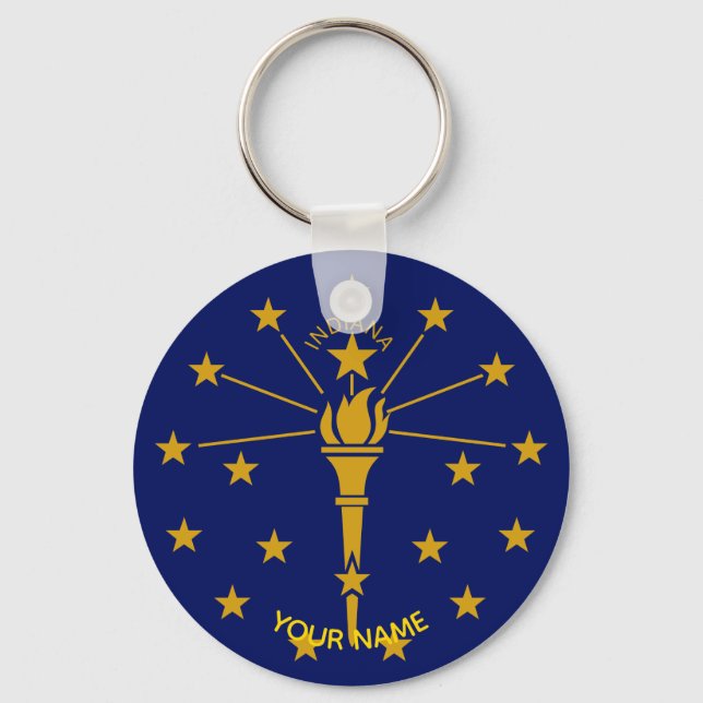 Indiana State Flag Keychain ID Tag YOUR NAME (Front)