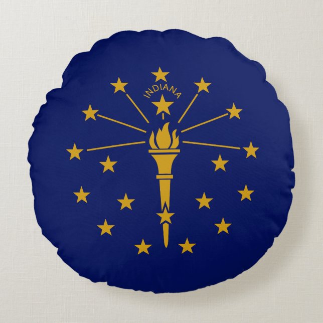 Indiana State Flag Round Cushion (Front)