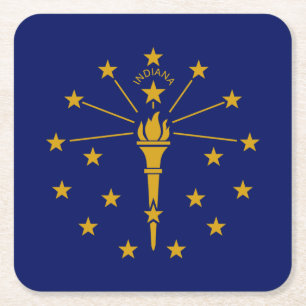 Indiana State Flag Square Paper Coaster