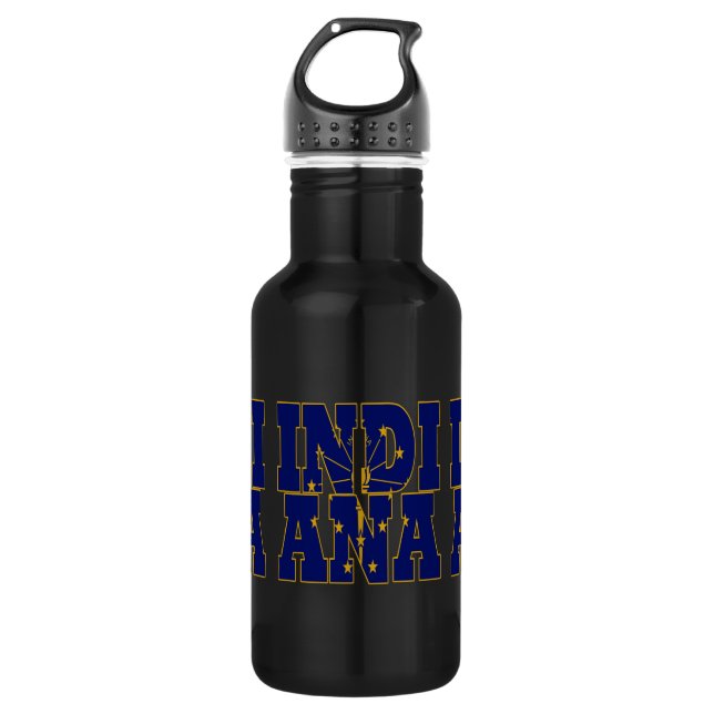 Indiana state flag text 532 ml water bottle (Front)