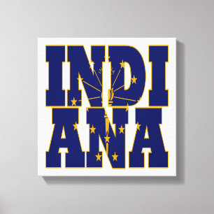 Indiana state flag text canvas print