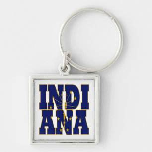 Indiana state flag text key ring