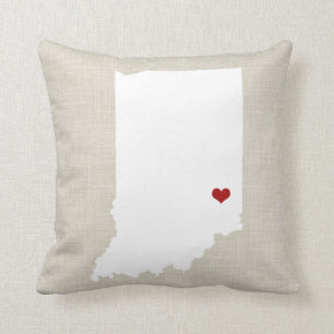 Indiana State Pillow Faux Linen Personalised