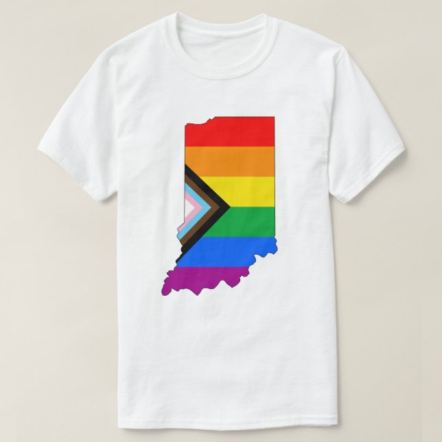 Indiana State Pride LGBTQ Progress Pride T-Shirt (Design Front)