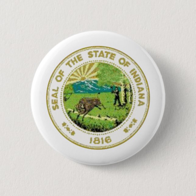 Indiana State Seal 6 Cm Round Badge (Front)