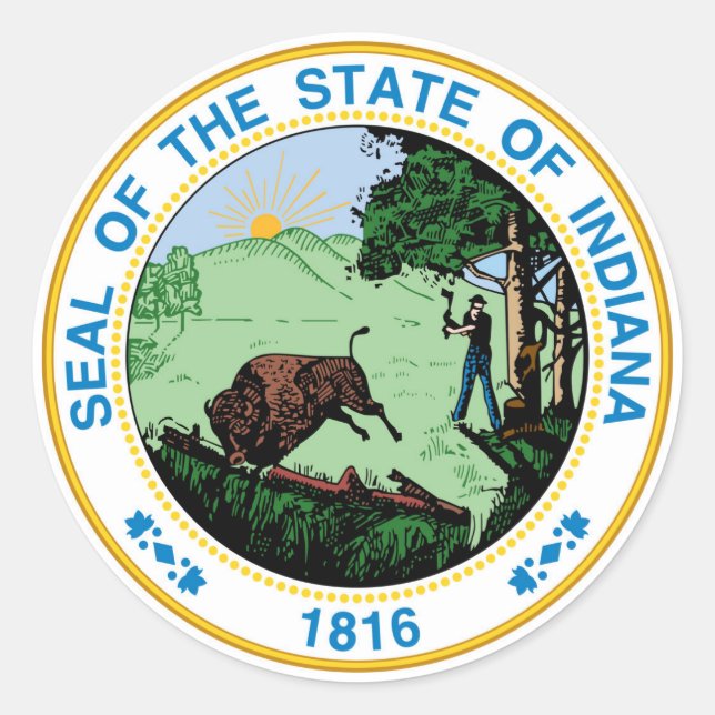 Indiana state seal america republic symbol flag (Front)