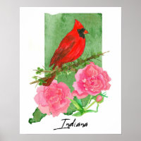 Indiana State Shape Hoosiers Cardinal Peonies