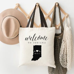 Indiana State Silhouette Wedding Welcome Tote