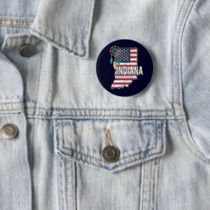 Indiana State United States Retro Map Vintage USA 6 Cm Round Badge