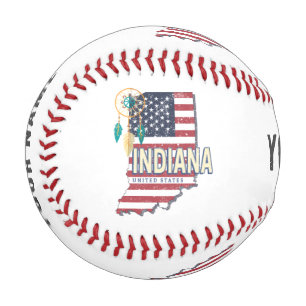 Indiana State United States Retro Map Vintage USA Baseball