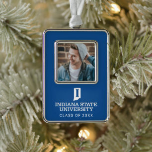 Indiana State University Holiday Silver Plated Framed Ornament