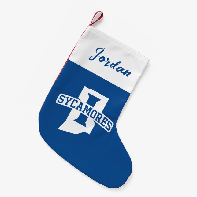 Indiana State University Holiday Small Christmas Stocking (Front (Hanging))