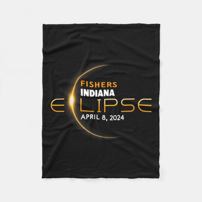 Indiana Total Solar Eclipse 2024  Fleece Blanket (Front)