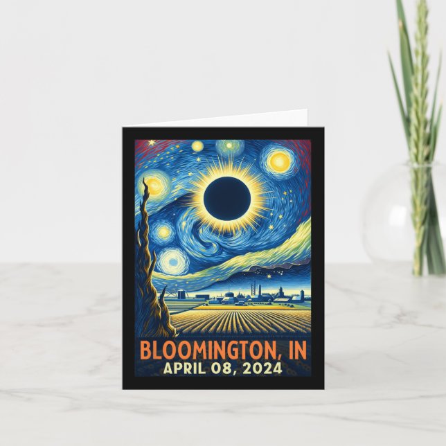 Indiana Total Solar Eclipse 2024 Starry Night  Card (Front)