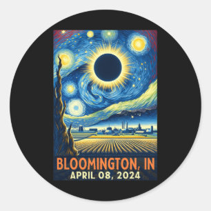 Indiana Total Solar Eclipse 2024 Starry Night Classic Round Sticker