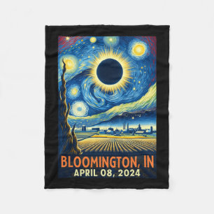 Indiana Total Solar Eclipse 2024 Starry Night  Fleece Blanket