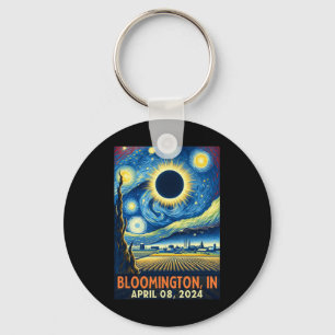 Indiana Total Solar Eclipse 2024 Starry Night  Key Ring