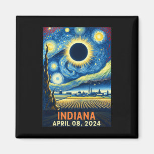 Indiana Total Solar Eclipse 2024 Starry Night Van Magnet