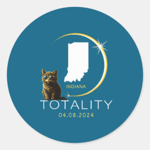 Indiana Total Solar Eclipse Cat Classic Round Sticker
