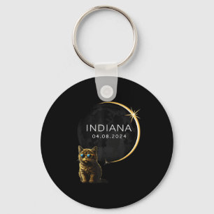 Indiana Total Solar Eclipse Cat Key Ring