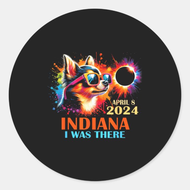 Indiana Total Solar Eclipse Chihuahua Classic Round Sticker (Front)