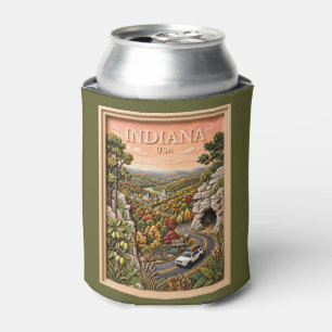 Indiana US Nature Road Trip Vintage Cave Forest Can Cooler