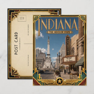 Indiana Vintage Art Deco Golden Age Postcard
