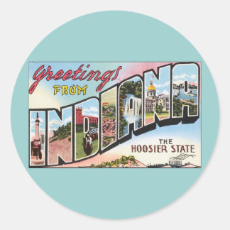 Indiana -Vintage Postacard Design Classic Round Sticker