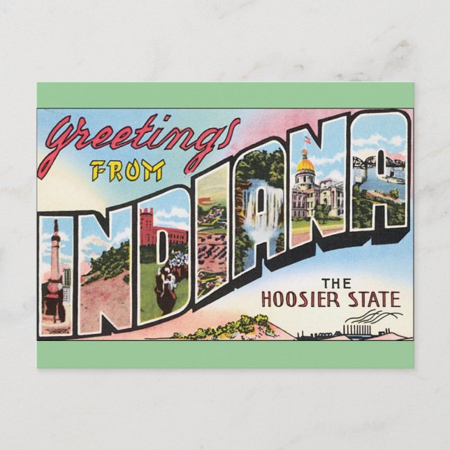 Indiana -Vintage Postacard Design Postcard (Front)