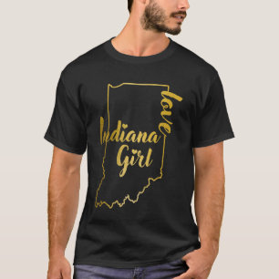 Indiana Vintage State Map Pride Girl T-Shirt